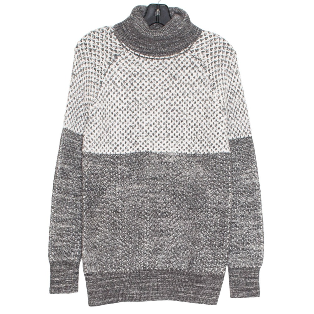 Prana Turtleneck Sweater Chunky Organic Cotton Cozy Gray White Abelle Tunic XS